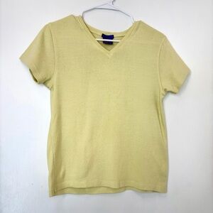 Vintage Y2K So Blue Cotton V-Neck Shirt Light Yellow Women’s Medium